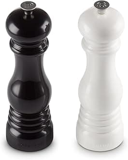 Le Creuset Salt and Pepper Mill Set, 8" x 2 1/2" each, Black & White