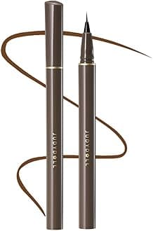 JUDYDOLL Ultra-Fine Liquid Eyeliner - Precision Tip for Wing Line, Smudge-Proof, Quick-Drying, Waterproof, Easy to Get Inner Corner Lined, Hooded Eyes-Friendly (#2 Deep Brown)