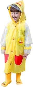 Arestory Hooded Raincoat Baby Boys Girls Cartoon Waterproof Rain Jacket +Bag Unisex Kids Reflective Tape Rainwear Student Multicoloured Clothes Jacket Rainsuit Clothes