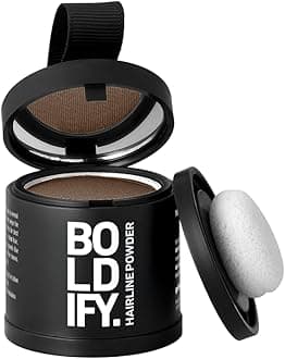 BOLDIFY Hairline Powder - Water-Resistant Root Touch Up Hair Color for Gray Coverage - 24-Hour Stain-Proof, Mess-Free Hair Powder for Thinning Hair - Ash Brown