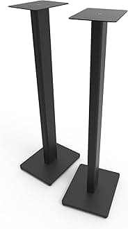 Kanto ST34 34” Universal Floor Speaker Stands for Bookshelf Speakers up to 30 lbs | Improved Sound | Hidden Cable Management | Timeless Design, | Pair | Black Steel w/ Black MDF Base