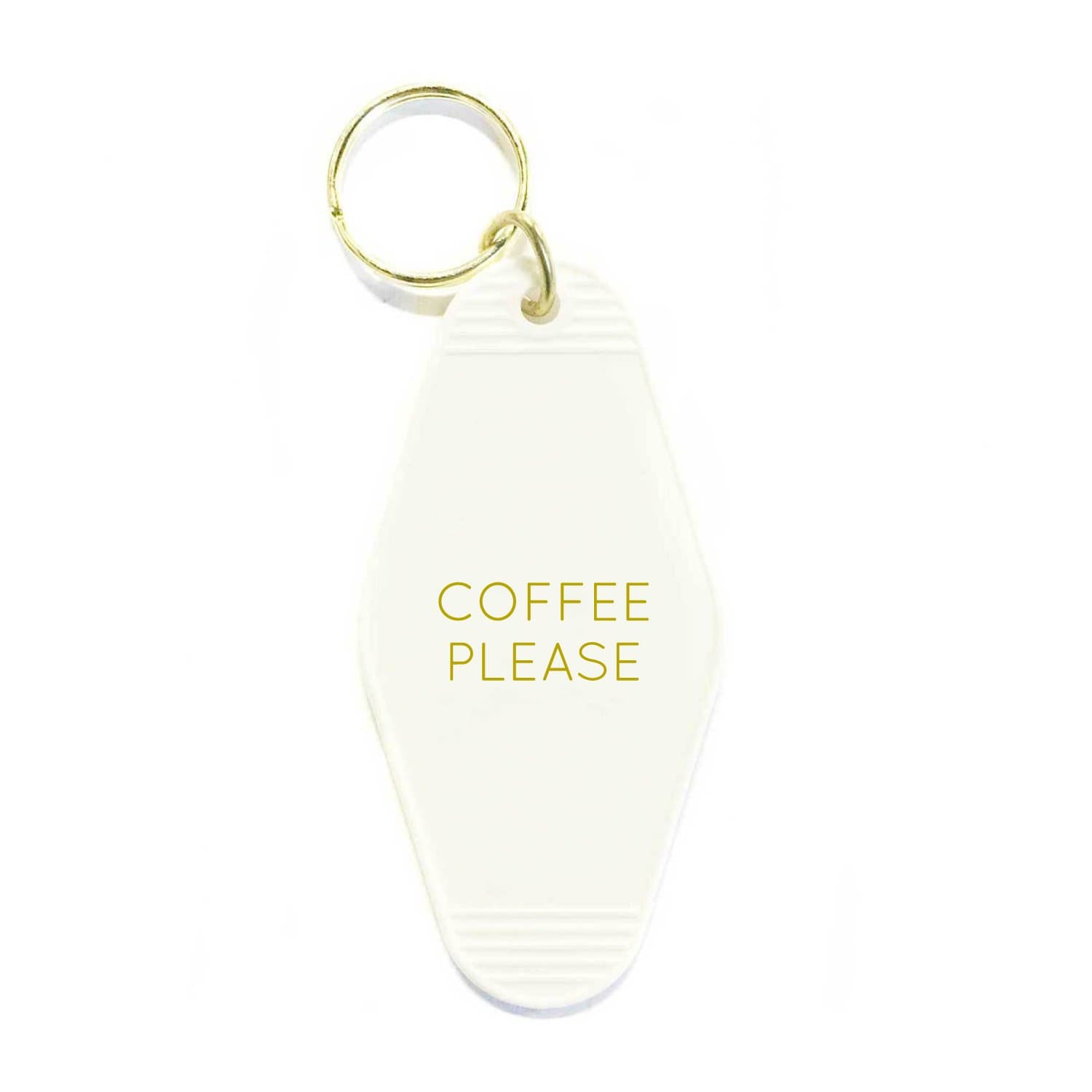 Three Potato Four Key Tag - Coffee Please (White/Gold)