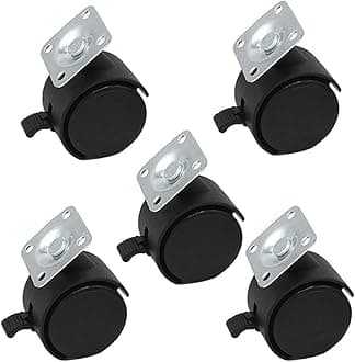 5 × Office Chair Caster Wheels 50mm, Trolley Swivel Casters with Brake, Quiet Rolling, No Running Marks