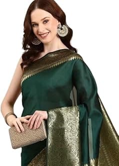 C J Enterprise Women's Pure Banarasi Style Kanjivaram Silk Saree With Blouse ...