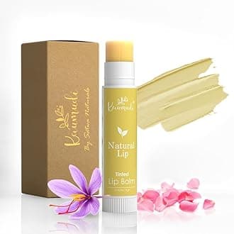 Handmade & Natural Lip Balm for Women & Men with Rose Damascena & Saffron Essential Oil (Natural Lip)