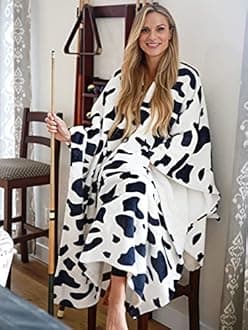 Tirrinia Poncho Blanket Super Soft Comfy Plush Wearable Fleece 2-in-1 Blanket for Adult Women Men Kids