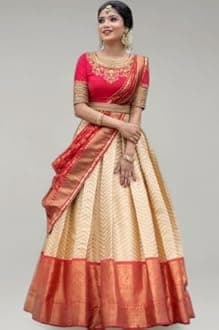 ZITON Women's Indian Traditional Kanjivaram Silk Pure Weaving Lehenga Choli Along With Dupatta And Blouse Piece, Half Saree (Unstitched)