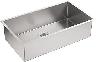 K-5285-NA Strive 32 X 18-1/4 X 9-5/16-Inch Under-Mount Single Bowl Kitchen Sink with Basin Rack, Stainless Steel, 1-Pack