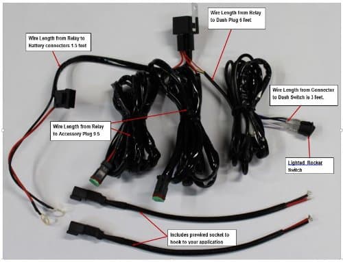 40A 12V Universal Wiring Harness Kit for Led/HID Work Light or Bar- (Two Lead)