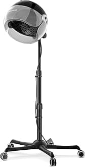 SalonDepot Professional Ionic Hooded Hair Dryer, 1875W Height Adjustable with Bonnet 3 Temperature Settings, Rolling Wheels for Salon, Spa and Home Use