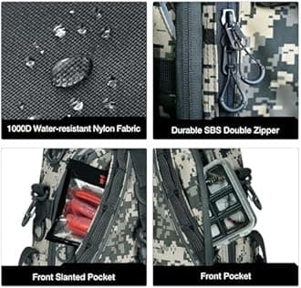 Piscifun Fishing Tackle Backpack with Rod & Gear Holder, Lightweight Outdoor Water-Resistant Fishing Shoulder Storage Bag