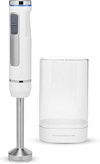 OVENTE - Cordless Immersion Hand Blender, Rechargeable Handheld Portable with 8 Mixing Speed Options, One-Touch Control and Stainless Steel Blades for Smoothies, Smoothies or