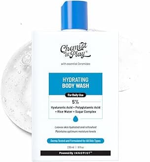 Hydrating Body Wash For Dry Skin | Hyaluronic Acid Winter Body Cleanser for Intense Hydration | Reduces Flakes & Itchiness | Polyglutamic Acid, SLS & Paraben Free| Women & Men | 236ml