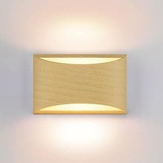 Aipsun Aluminum Modern Wall Light Fixtures 1 Pack Indoor LED Wall Sconce Hardwired Wood Texture Up and Down Wall Mount Light for Living Room Bedroom Hallway Corridor 3000K(with G9 Bulbs)