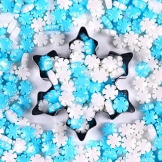 Snowflake Sprinkles Edible, Winter Sprinkles, Blue and White Snowflake Sprinkle, Frozen Sprinkle for Christmas Cookies, Cupcakes, Strawberries, Chocolate, and Ice Cream(120g/4.23oz)