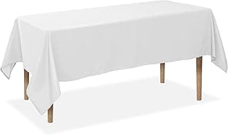 60 x 102 Inch Rectangular Tablecloth, Washable Polyester Fabric Table Cloth for Dining Tables, Parties, Restaurants, Weddings - White