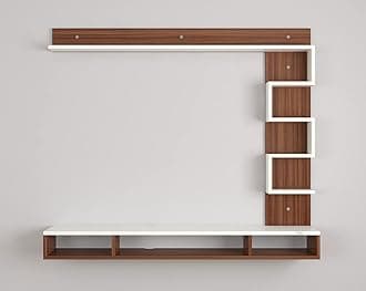 DAS Hubert Mini Wall Mount Engineered Wood TV Entertainment Unit/Tv Rack Set to Box Stand with Wall Shelves for Living Room Classic Walnut & Frosty White Finish (Ideal for up to 43") Screen