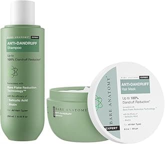 Bare Anatomy Anti Dandruff Shampoo & Conditioner Mask | Reduces Upto 100% Dandruff & Strengthens Hair | With Salicylic Acid & Biotin | Paraben & Sulphate Free | Women & Men | 250ml + 250g