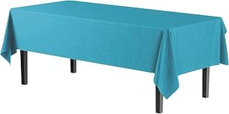 Exquisite 12-Pack Premium Plastic Tablecloth 54in. x 108in. Rectangle Table Cover - Turquoise
