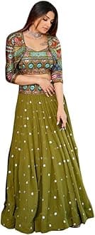 indian readymade Banarasi Satin Navratri bridal lehenga choli for women flared party night with stitched blouse
