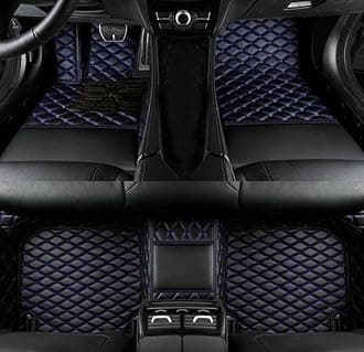 Custom Fit Car Floor Mats by SARAHS - Waterproof PU Leather Full Coverage for Most Cars, SUVs, and Trucks - Automotive Liners to Protect Vehicle Interior Floor Accessories (Black Blue)