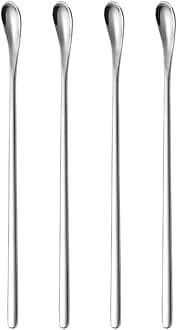 Long Stainless Steel Cocktail Stirrers Stir Cocktail Drink Swizzle Stick Beverage Coffee Mixing Stirring Spoon- Tiny Salt Condiment Spoon (10.3-inch)