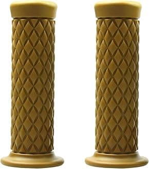 Motorcycle Hand Grips, Non Slip Rubber Bar for 7/8" 22mm/24mm Handles, Vintage Motorbike Thruster Grip, Handlebar for Hand Comfort, Universal for Motocross Scooter Dirt Bike, Open End (Camel)