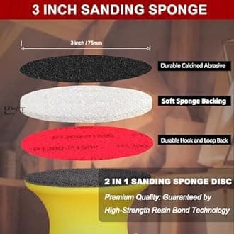 20Pcs 3 Inch Hook and Loop Sanding Sponge Disc with Buffer Backing 400 Grit Wet or Dry Sanding Sheets Reusable Hand Sander Sandpaper - Curved Surface Sanding Pads for Automotive Wood Metal