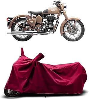DUFFEL-Two Wheeler Bike Cover Compatible for Royal Enfie Classic Desert Storm Heat Protectio/UV-Rays/Birds Dropping/DustProof/Waterproof Indoor Outdoor and Parking Full Protection [MAHROON]