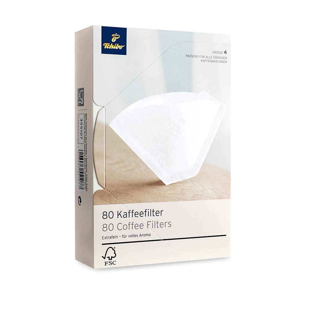 Tchibo Coffee Filter Paper - Size 4, 80 Pieces, White