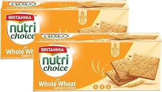 Nutri Choice Whole Wheat Salted Crackers 7.05oz (200g) - Healthy Breakfast & Tea Time Snacks (Pack of 2)