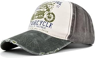 Vintage Baseball Cap Washed Denim Trucker Cap Motorcycle Print Pattern Outdoor Sun Hat 100% Cotton for Man Women