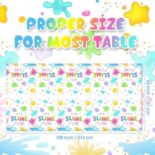 3 Pack Slime Party Tablecloths It's Slime Time Art Table Covers 54 x 108 Inches Rectangle Glow Table Cloth Plastic Disposable Colorful Tablecloths for Art Birthday Party Decorations (Vibrant)