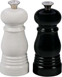 Le Creuset Petite Salt and Pepper Mill Set, 5" x 2" each, Black and White