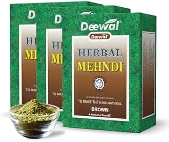 Deewal Herbal Mehndi | 100% Natural Henna Powder for Brown Hair Color & Hair Growth | Organic Hair Dye for Men & Women | Chemical-Free Hair Care