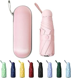 TIME LOVERMini Windproof Folding Travel Umbrella, Sun & Rain Umbrellas, Compact Portable for Women Men Multiple Colors