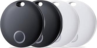 Reyke Smart Tag, Bluetooth Luggage Tracker, Works with Apple Find My (iOS Only), Item Locator for Key, Luggage, Backpack, Wallet, IP67 Waterproof, 4 Pack, Black+WhiteClimatePartner certified