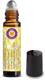 dève herbes Asthma Relief Breathe Easy Suitable for Asthmatic People with High Blood Pressure. Aromatherapy Essential Oil Blend of Cajeput, Holy Basil (Tulsi), Spearmint & Almond Oil 10ml(0.33oz)