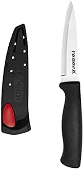 Edgekeeper 3.5-Inch Paring Knife with Self-Sharpening Blade Cover, High Carbon-Stainless Steel Kitchen Knife with Ergonomic Handle, Razor-Sharp Knife, Black
