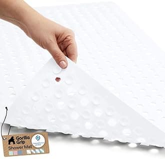 Patented Bath Tub Shower Mat, Machine Washable Bathtub Floor Liner Mats, Suction Cups and Drain Holes to Keep Tubs Clean, Soft on Feet, Bathroom Essentials, 35x16 Inch, White