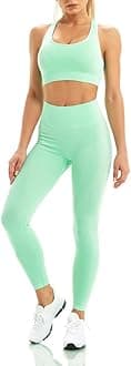 WodoWei Women 2 Piece Workout Outfits Sports Bra Seamless Leggings Yoga Gym Activewear Set