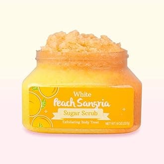 Sugar Body Scrub 8 oz, Moisturizing and Exfoliating Scrub for Nourishing Essential Body Care, Gift For Her (Peach Sangria)