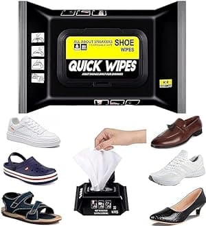 Natural Sneaker & Shoe Cleaner Wipes - 1 Packs of 80 - Portable Sneakers Cleaner Shoe Wipes Quickly Remove Dirt & Stains - These Disposable Shoe Cleaning Wipes Can Be Used On