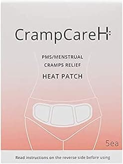 (5 Patches) CrampCareH PMS/Menstrual Cramps Relief Heat Patch with Wide Wings, FDA Registered