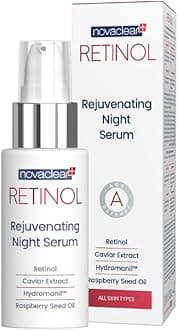 Novaclear RETINOL Rejuvenating Night Serum, Anti-Wrinkle & Anti-Aging Treatment - Visibly Reduces Fine Lines, Skin Firming Serum for Face, with Caviar, Hydromanil and Raspberry seed oil.