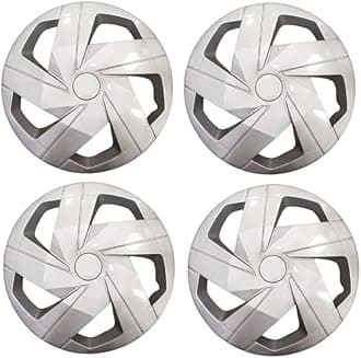 Car Wheel Cover Wheel Cap with Rings Magnite Design Sporty Looks Silver Color Universal Model Car Wheel Size 16 Inch Press Fitting Rims Set of 4 Pieces