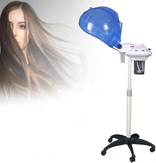 Stand Hair Dryer & Steamer, Adjustable Height Salon Hair Steamer Spa Machine, Professional Hot Oil Hair Steam for Spa Home Hairdressing (White & Blue Color)