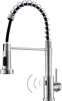 WEWE Touchless Kitchen Faucet with Pull Down Sprayer - Motion Sensor Kitchen Faucets Spring Single Handle Stainless Steel Kitchen Sink Faucet (Brushed Nickel)