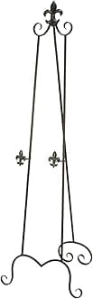 Metal Scroll Extra Large Free Standing Adjustable Display Stand Easel with Chain Support, 21" x 1" x 65", Black
