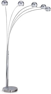 HomeGlam Orbs 5-Light Dimmable Arch Floor Lamp - Chrome